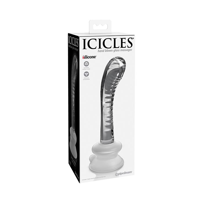 Icicles No. 88 Hand Blown Glass G-Spot Massager w/Suction Cup - Clear Parties By Kristen